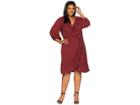 Adrianna Papell Plus Size Pebble Chiffon Faux Wrap Dress (pale Mahogany) Women's Dress