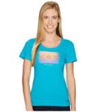 Life Is Good Watercolor Hello Sun Crusher Scoop (cool Turquoise) Women's Short Sleeve Pullover