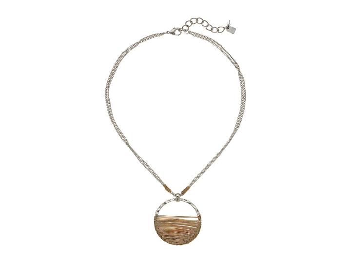Robert Lee Morris Wire Wrapped Open Circle Pendant Necklace (two-tone) Necklace