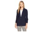 Vince Camuto Ruched Sleeve Ponte Two-pocket Blazer (classic Navy) Women's Jacket