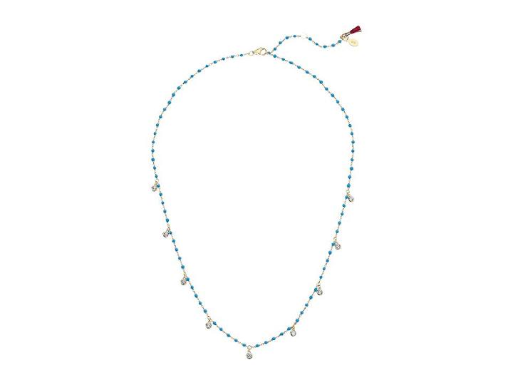 Shashi Solitaire Multi Cord Necklace (yellow Gold/turquoise) Necklace