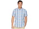 Nautica Short Sleeve Casual Plaid Shirt (river Blue) Men's Short Sleeve Button Up
