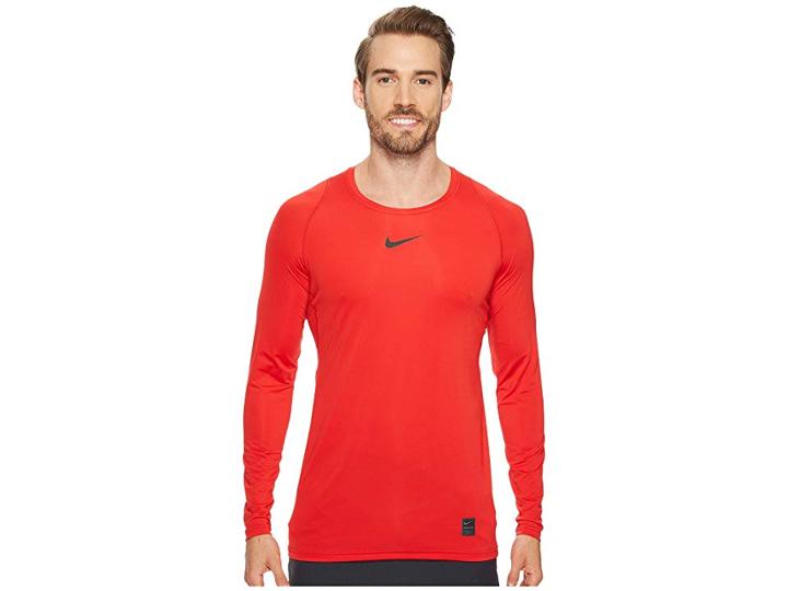 Nike Pro Fitted Long Sleeve Training Top (university Red/black/black) Men's Long Sleeve Pullover