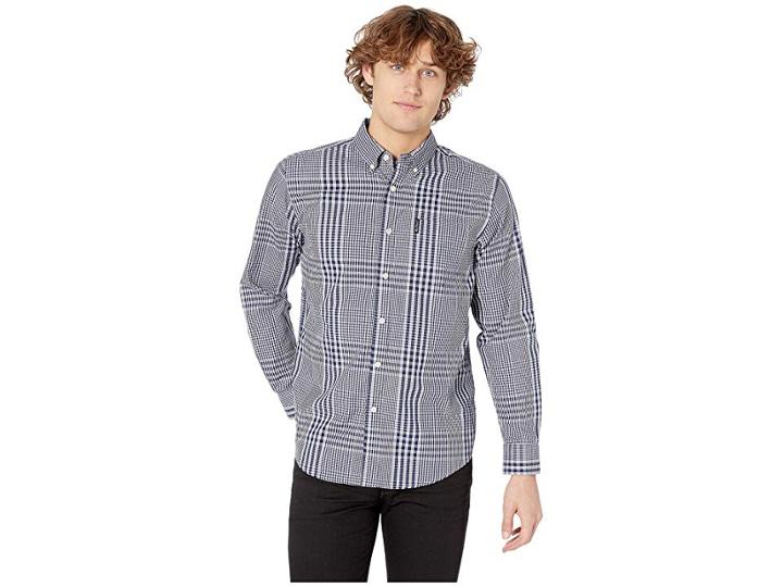 Ben Sherman Long Sleeve Plaid Shirt (victoria Blue) Men's Long Sleeve Button Up