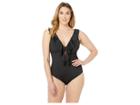 Becca By Rebecca Virtue Plus Size Color Code Ruffle One-piece (black) Women's Swimsuits One Piece