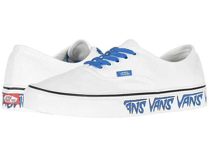 Vans Authentictm ((sketch Sidewall) True White/victoria Blue) Skate Shoes