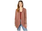 Miss Me Thriving Hooded Drape Cardigan (rust Brown) Women's Sweater