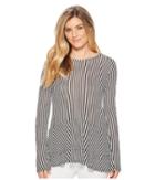 Michael Michael Kors Petite Stripe Double Hem Top (black/white) Women's Long Sleeve Pullover