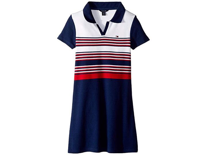 Tommy Hilfiger Kids Yarn-dye Rib Polo Dress (big Kids) (flag Blue) Girl's Dress