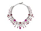 Steve Madden Rhinestone Cluster Statement Necklace (red/pink/gunmetal-tone) Necklace