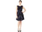 Gabby Skye Flocked Velvet Scuba Seam Down Fit N Flare (navy/black) Women's Dress