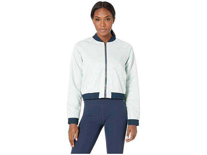 New Balance Nb Heatloft Reversible Bomber Jacket (ocean Air/galaxy) Women's Jacket
