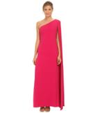 Jill Jill Stuart One Shoulder Cape 2-ply Crepe Gown (hot Pink) Women's Dress