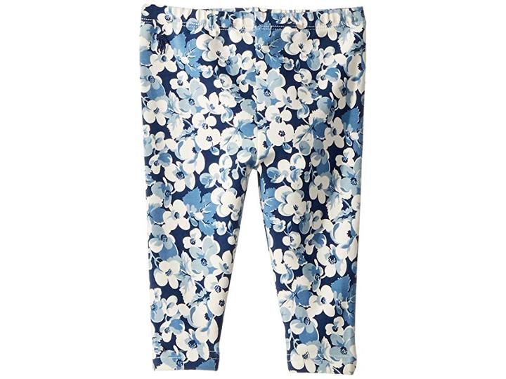 Ralph Lauren Baby Floral Stretch Jersey Leggings (infant) (blue/cream Multi) Girl's Casual Pants