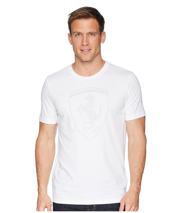 Puma Ferrari Big Shield Tee (puma White) Men's T Shirt