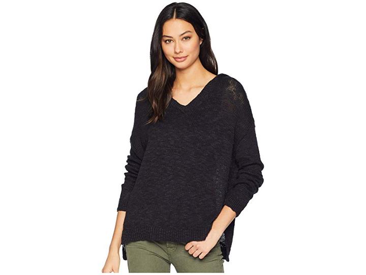 Roxy Sandy Bay Beach Hooded Poncho (true Black) Women's Sweatshirt