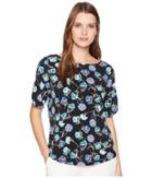 Calvin Klein Pullover Top (black Multi) Women's Clothing