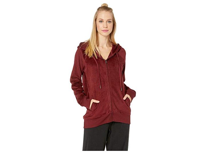 P.j. Salvage Silky Lounge Zip-up Jacket (merlot) Women's Coat