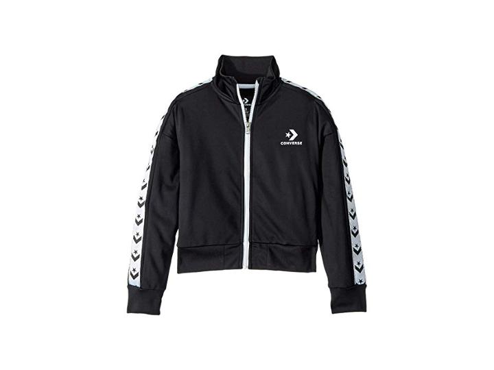 Converse Kids Star Chevron Track Jacket (big Kids) (black) Girl's Coat