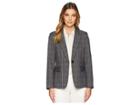 Tahari By Asl Novelty Windowpane Plaid Jacket (grey/ivory) Women's Coat