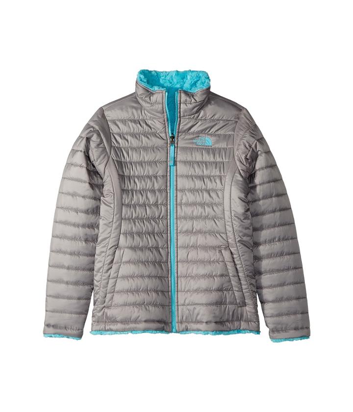 The North Face Kids Reversible Mossbud Swirl Jacket (little Kids/big Kids) (metallic Silver/blue Curacao) Girl's Coat