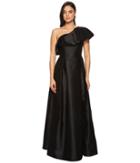 Adrianna Papell One Ruffle Shoudler Faille Long Gown (black) Women's Dress