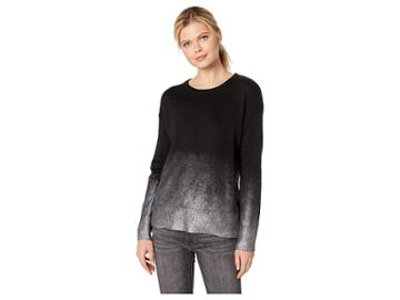 Two By Vince Camuto Long Sleeve Drop Shoulder Foiled Ombre Sweater (rich Black) Women's Sweater