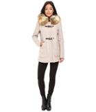 Calvin Klein Fur Trimmed Toggle W/ Oversized Pockets (oatmeal) Women's Coat