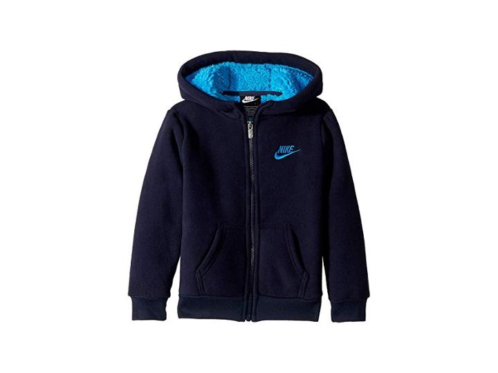 Nike Kids Futura Fleece Sherpa Full Zip (little Kids) (obsidian) Boy's Sweatshirt