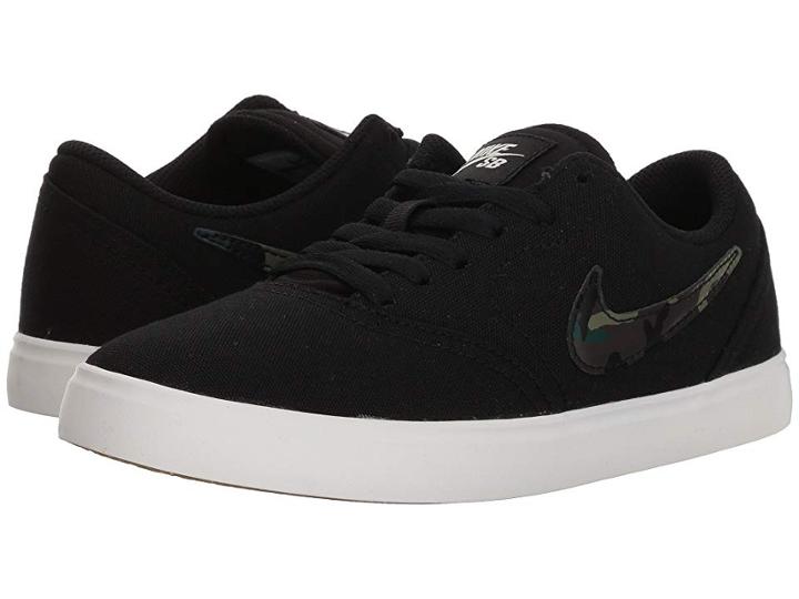 Nike Sb Kids Check Canvas (big Kid) (black/medium Olive/pro Green) Boys Shoes