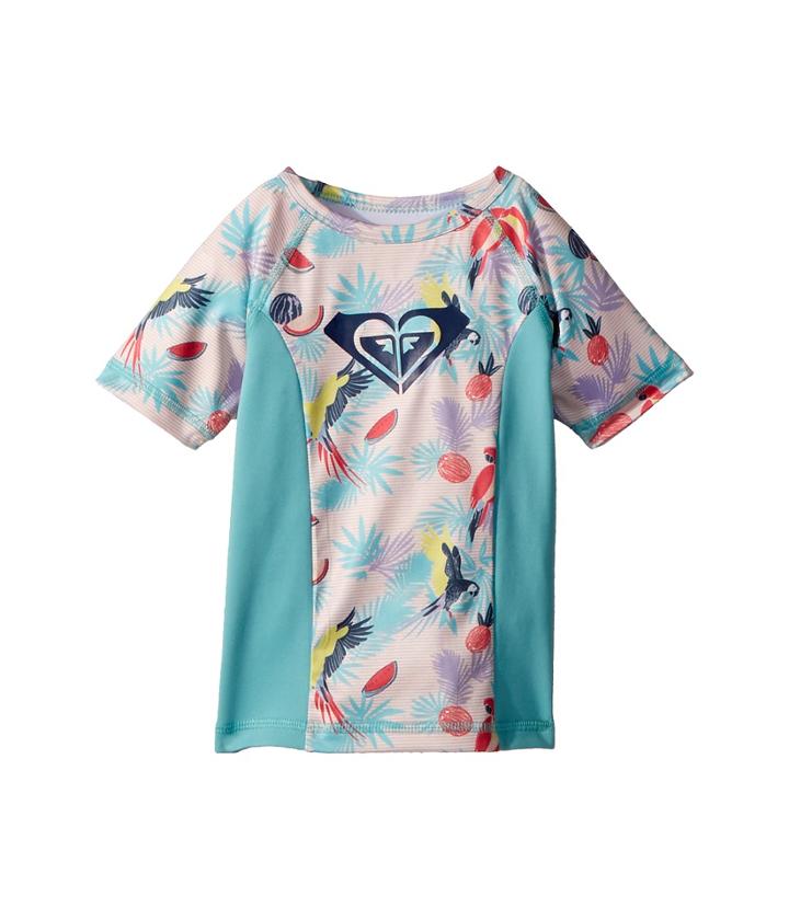 Roxy Kids Simply Roxy Short Sleeve Rashguard (toddler/little Kids/big Kids) (tropical Peach/parrots Island) Girl's Swimwear