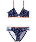 Splendid Littles Deckhouse Geo Bralette Tab Side Pants (big Kids) (indigo) Girl's Swimwear Sets