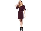 Halston Heritage Flowy Sleeve Notch Neck Crepe Dress (syrah) Women's Dress