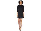 American Rose Simone Mock Neck French Terry Dress With Stripes (black/white) Women's Dress