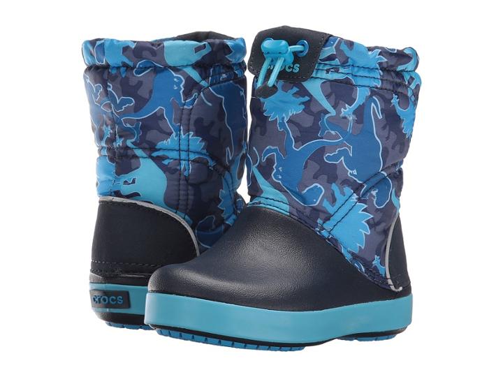 Crocs Kids Crocband Lodge Point Graphic Boot (toddler/little Kid) (blue Camo) Kids Shoes