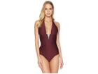 Heidi Klein Monaco V-bar One-piece (burgundy) Women's Swimsuits One Piece