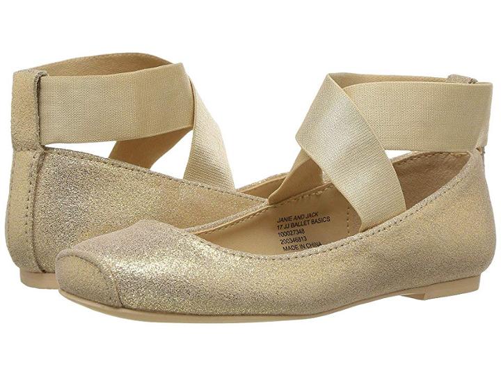 Janie And Jack Metallic Ballet Flat (toddler/little Kid/big Kid) (gold) Girls Shoes