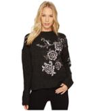 Blank Nyc Floral Embroidered Grey Sweater In Charcoal (charcoal) Women's Sweater