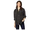 Miss Me Pinstripe High-low Shirt (black) Women's Clothing