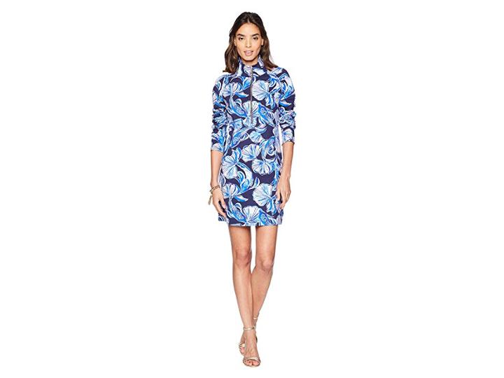 Lilly Pulitzer Upf 50+ Skipper Dress (bright Navy In Reel Life) Women's Dress