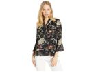 Bebe Bow Tie Front Blouse (midnight Bloom) Women's Blouse
