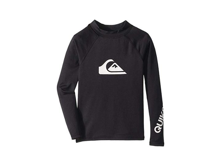 Quiksilver Kids All Time Long Sleeve Rashguard (toddler/little Kids) (black) Boy's Swimwear