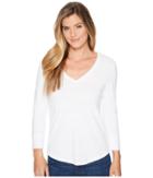 Lilla P 3/4 Sleeve V-neck (white) Women's Clothing