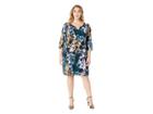 Calvin Klein Plus Plus Size Printed Dress W/ Faux Leather Hardware (cypress Multi) Women's Dress