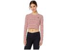 Juicy Couture Stripe Rib Logo Top (true Red/white) Women's Clothing