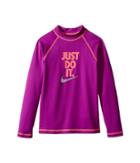 Nike Kids Just Do It Long Sleeve Hydroguard Top (big Kids) (vivid Purple) Girl's Swimwear