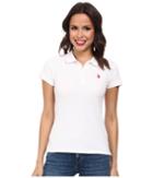 U.s. Polo Assn. Solid Small Pony Polo (white) Women's Short Sleeve Pullover
