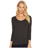 Three Dots 3/4 Sleeve Scoop Neck (charcoal) Women's Clothing