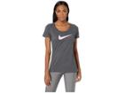 Nike Dry Tee Scoop Swoosh Cross-dye (carbon Heather/heather/pink Rise) Women's T Shirt