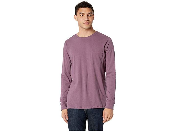 Richer Poorer Long Sleeve Crew Pocket Tee (plum) Men's T Shirt